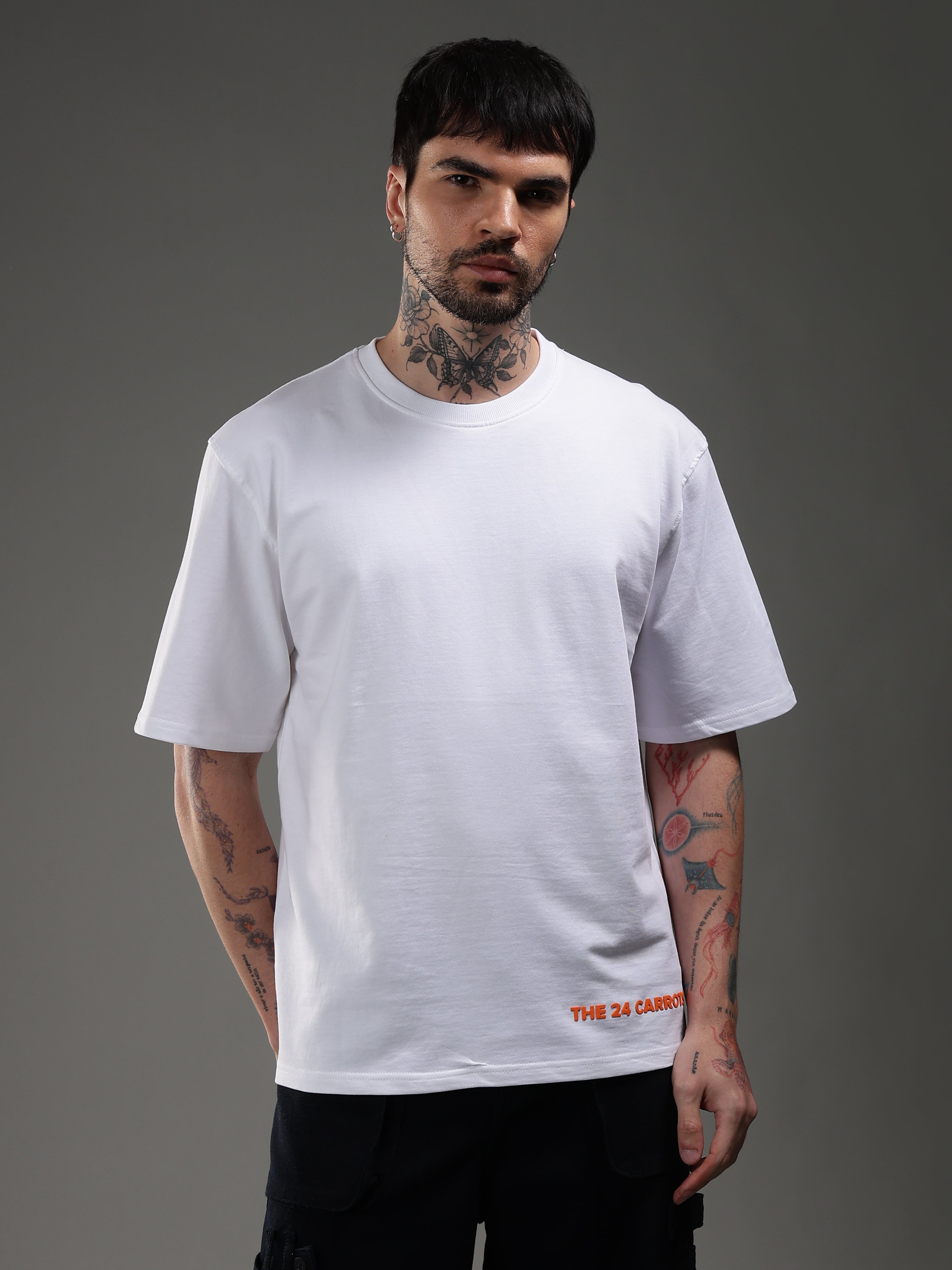Solid Oversized Cotton T-Shirt – White | The 24 Carrots