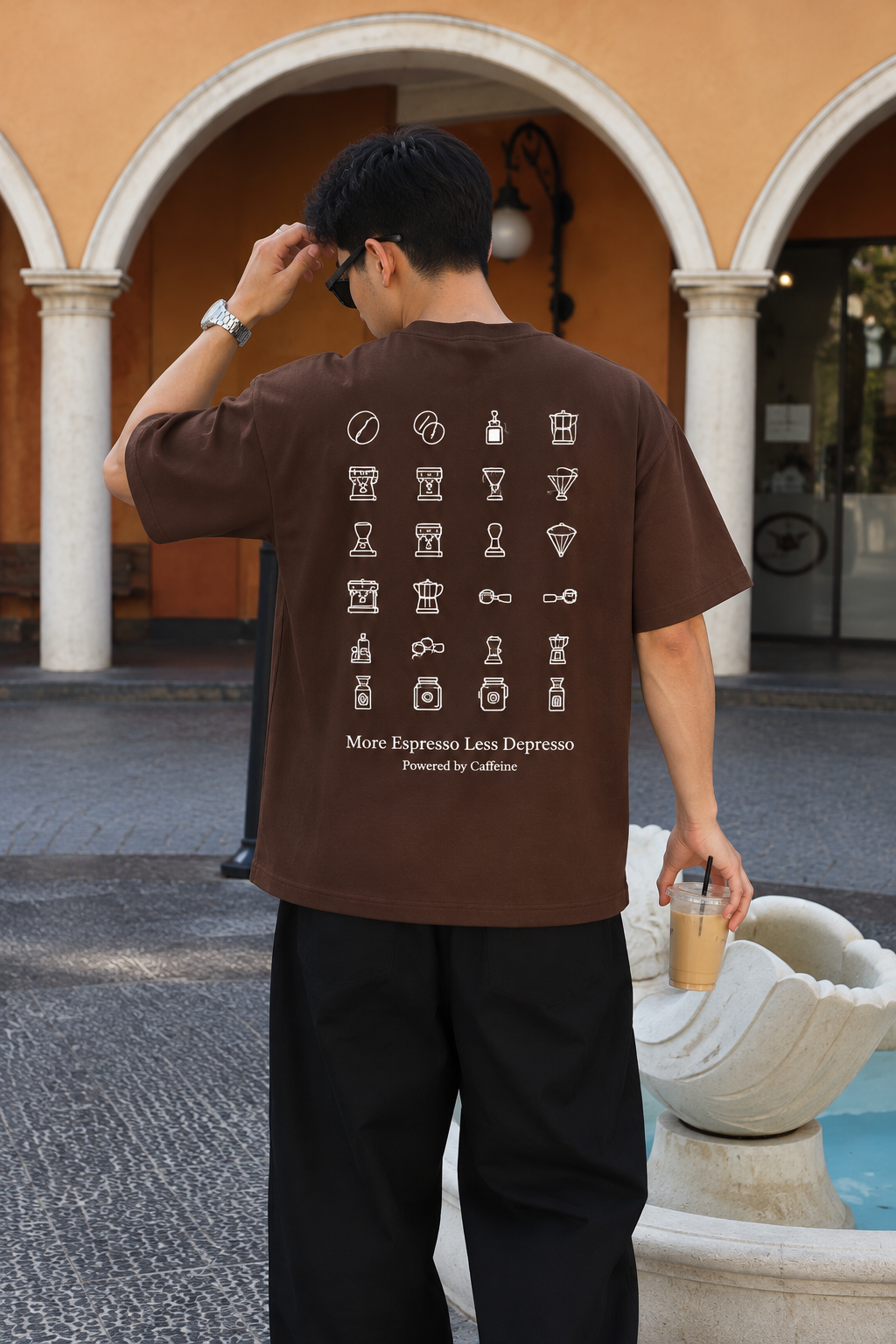 More Espresso Less Depresso – Unisex Oversized T-Shirt – Chocolate Brown | The 24 Carrots