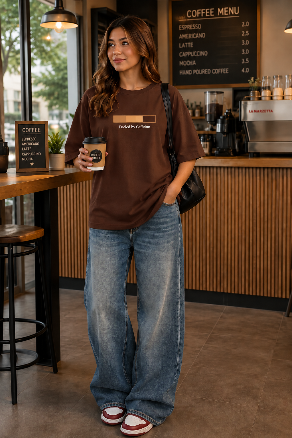 More Espresso Less Depresso – Unisex Oversized T-Shirt – Chocolate Brown | The 24 Carrots