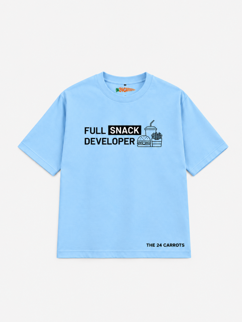 Full Snack Developer – Unisex Oversized T-Shirt – Sky Blue | The 24 Carrots
