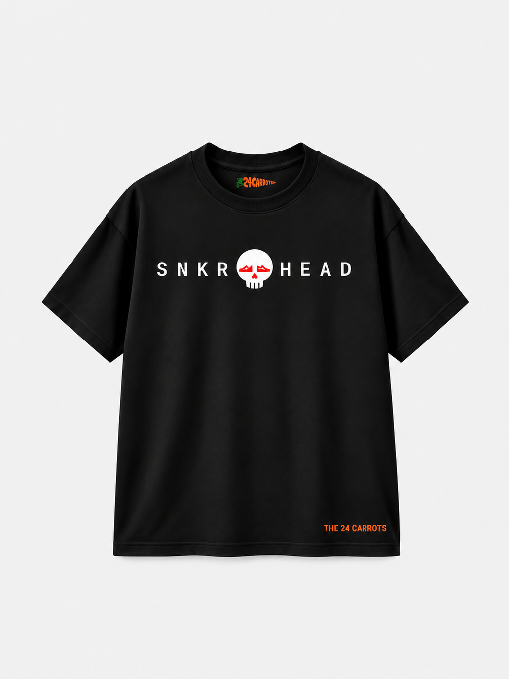 SNKR HEAD – Unisex Oversized Sneaker Streetwear T-Shirt – Off Black| The 24 Carrots