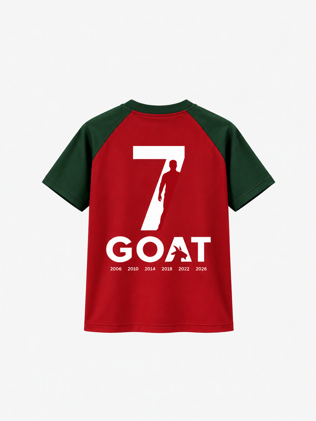 CR7 GOAT – Unisex Oversized Football T-Shirt – Maroon & Green | The 24 Carrots