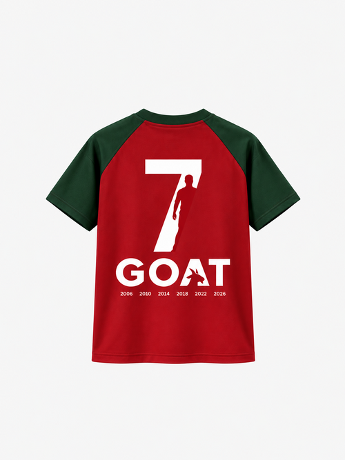 CR7 GOAT – Unisex Oversized Football T-Shirt – Maroon & Green | The 24 Carrots