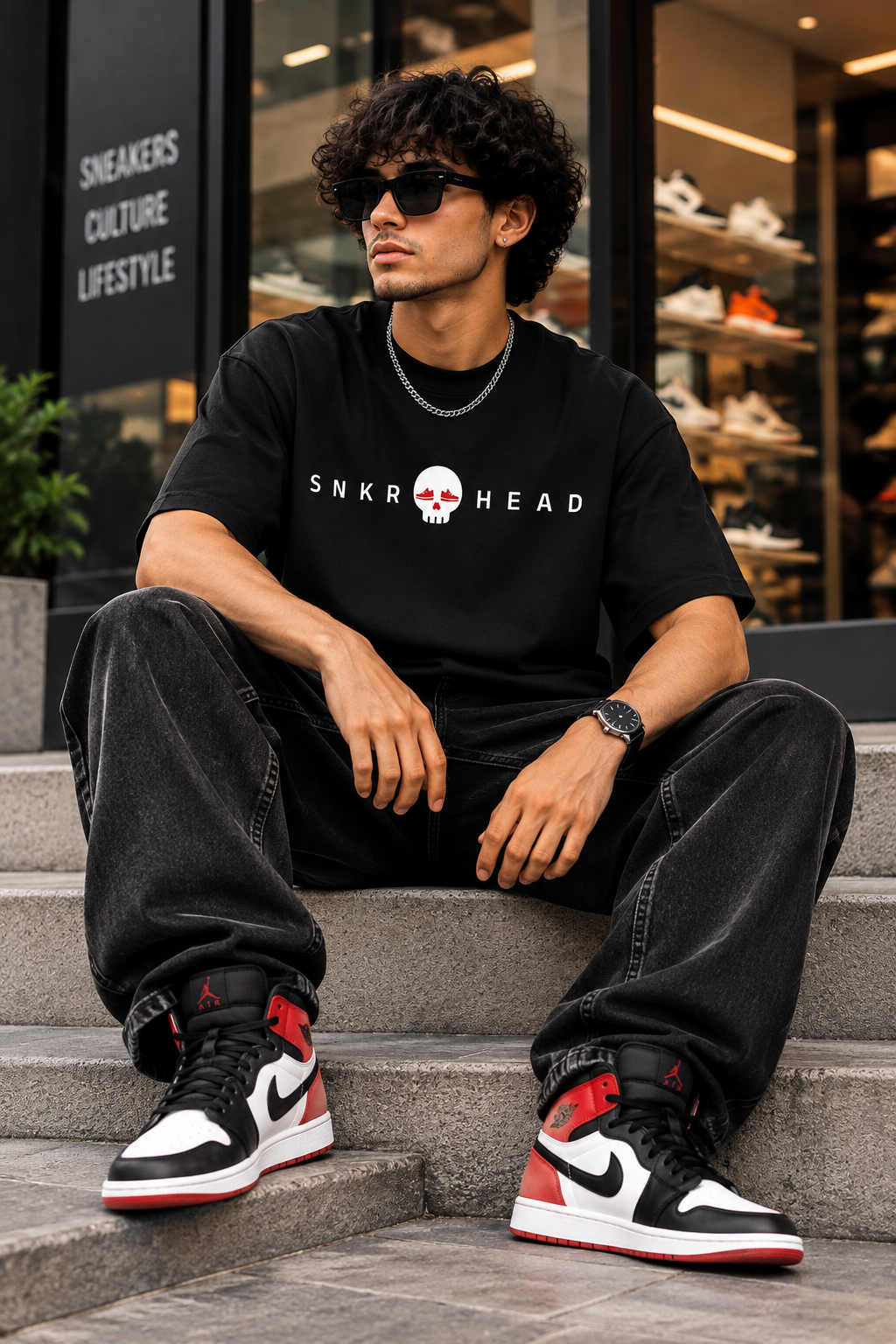 SNKR HEAD – Unisex Oversized Sneaker Streetwear T-Shirt – Off Black| The 24 Carrots