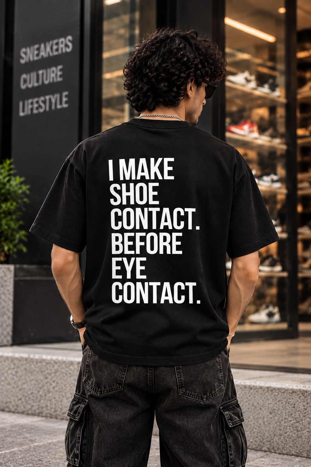 SNKR HEAD – Unisex Oversized Sneaker Streetwear T-Shirt – Off Black| The 24 Carrots