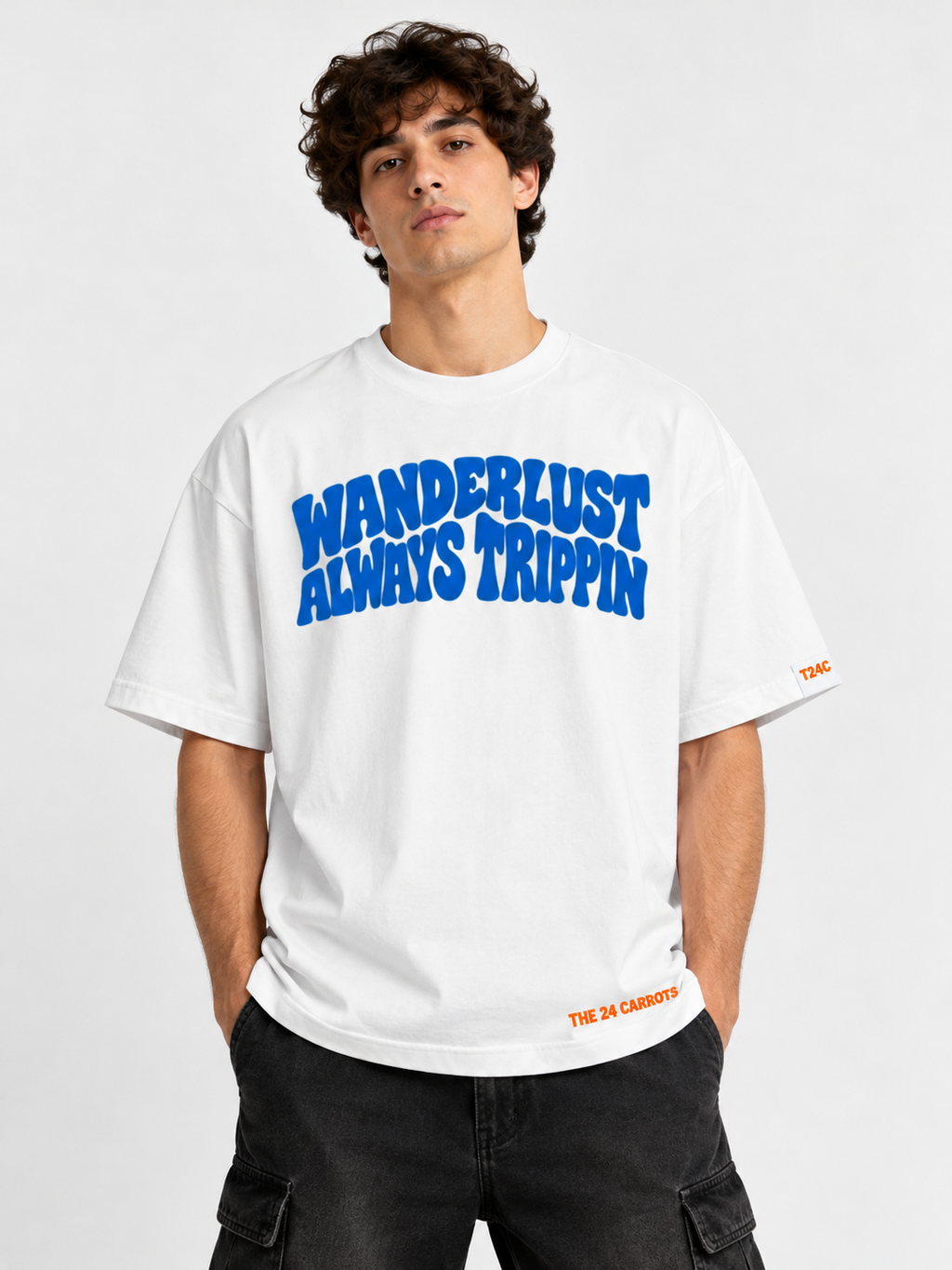 Wanderlust Always Trippin – Unisex Oversized T-Shirt – Off White | The 24 Carrots