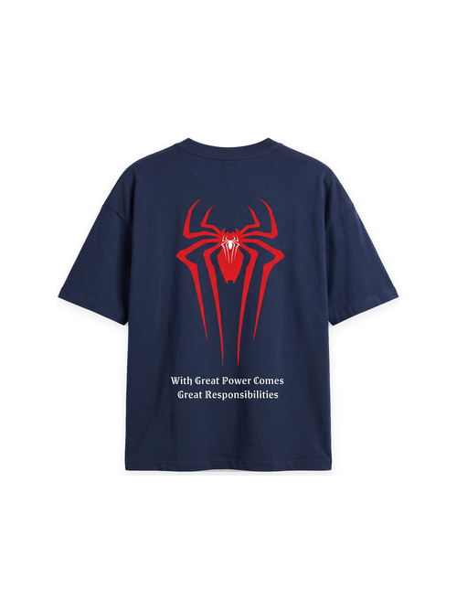 Spider-Inspired – Unisex Oversized Graphic T-Shirt – Navy Blue | The 24 Carrots
