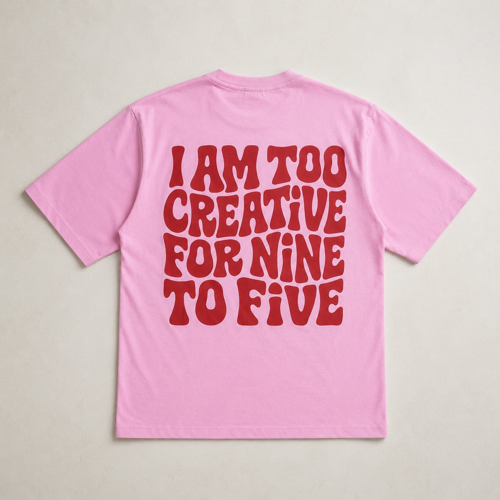 Baby pink oversized graphic t-shirt front view flat lay by The 24 Carrots