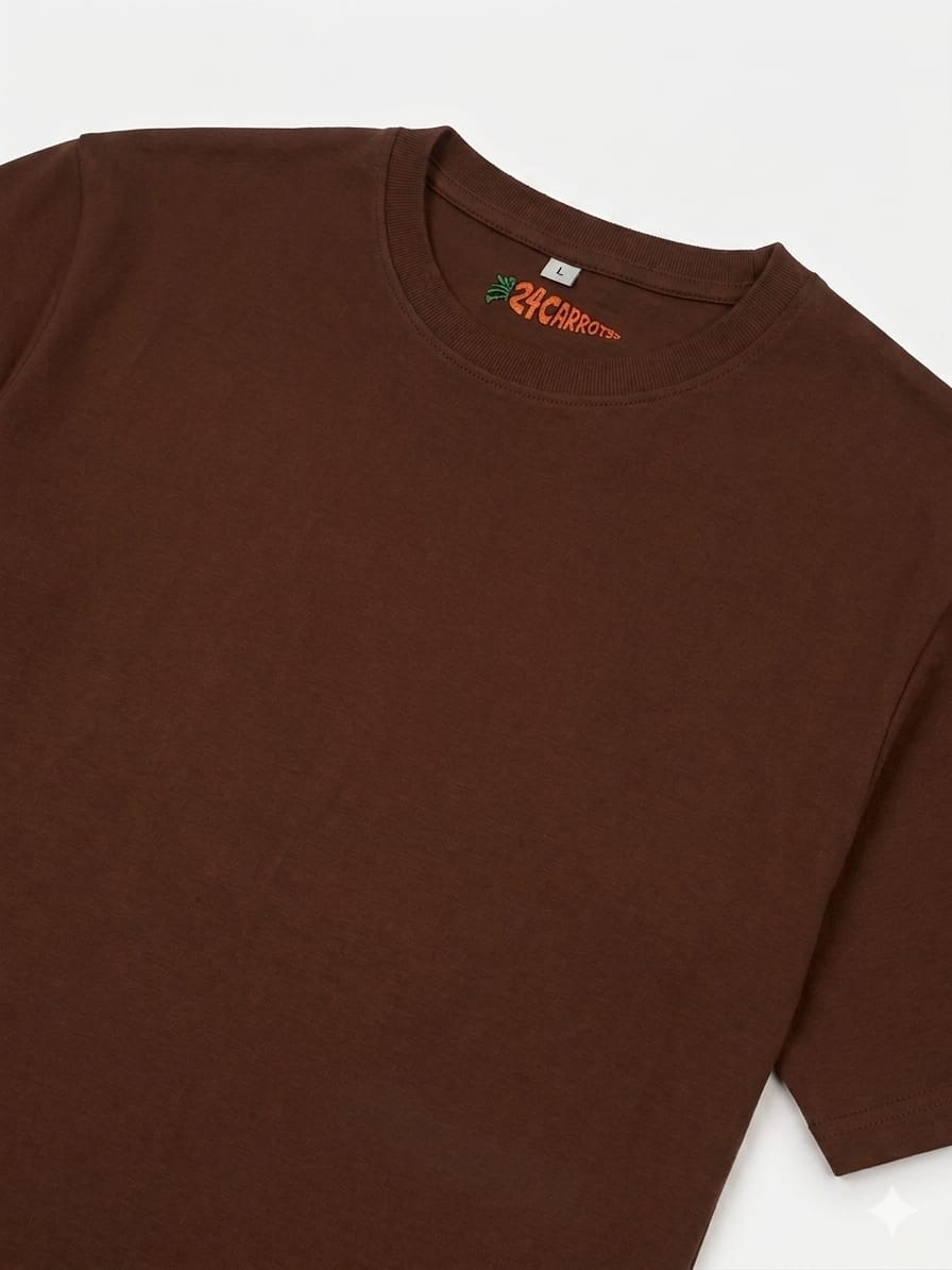 Brown oversized t-shirt premium cotton fabric close up