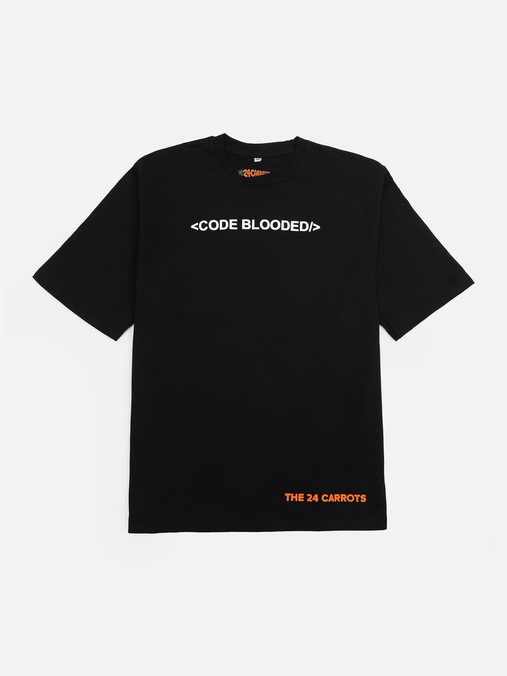 Black Code Blooded oversized t-shirt front view developer streetwear