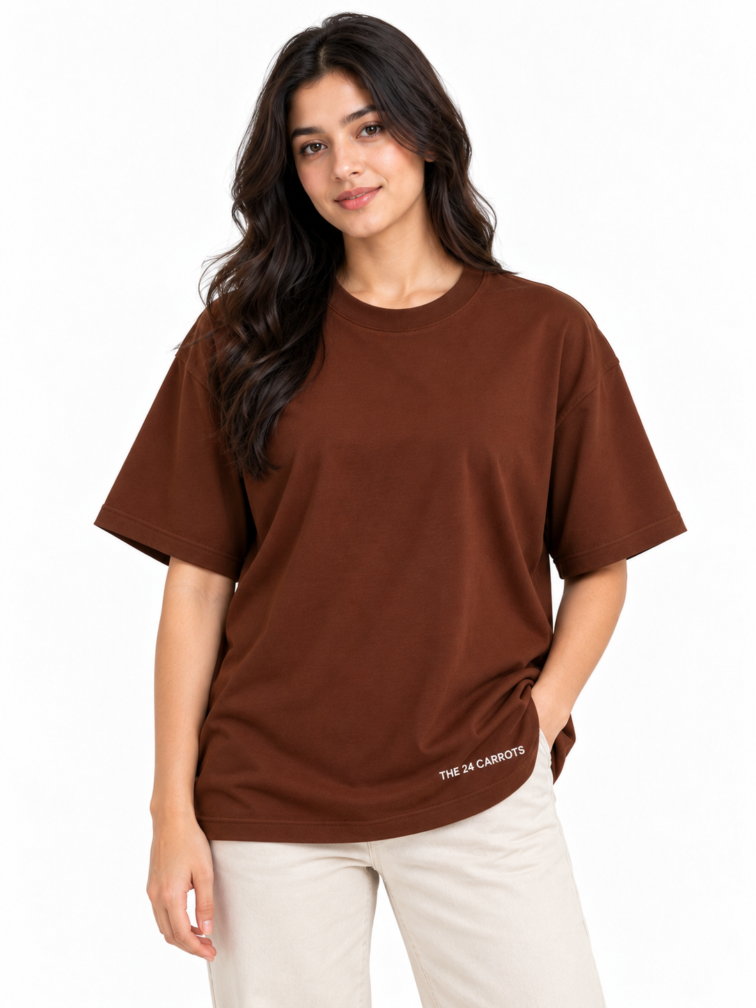 Solid – Unisex Oversized Cotton T-Shirt – Brown| The 24 Carrots