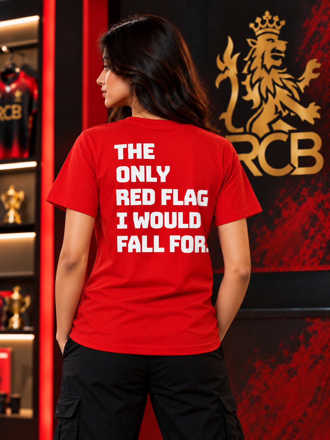 RCB – Unisex Oversized Cricket T-Shirt – Red | The 24 Carrots