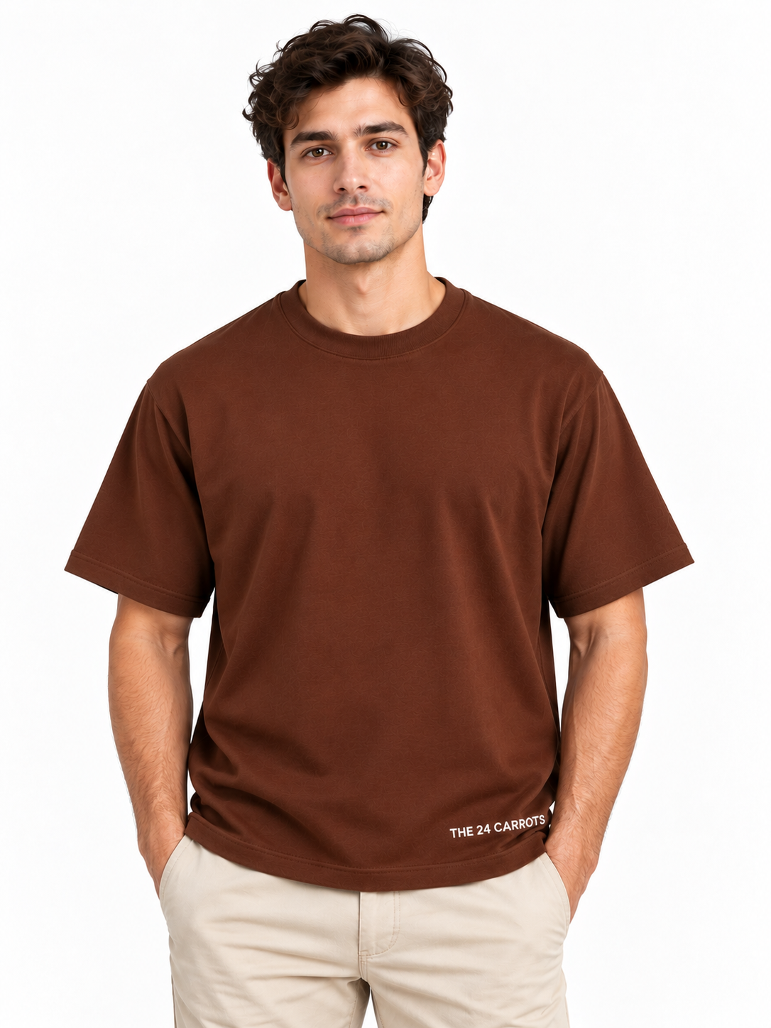 Solid – Unisex Oversized Cotton T-Shirt – Brown| The 24 Carrots