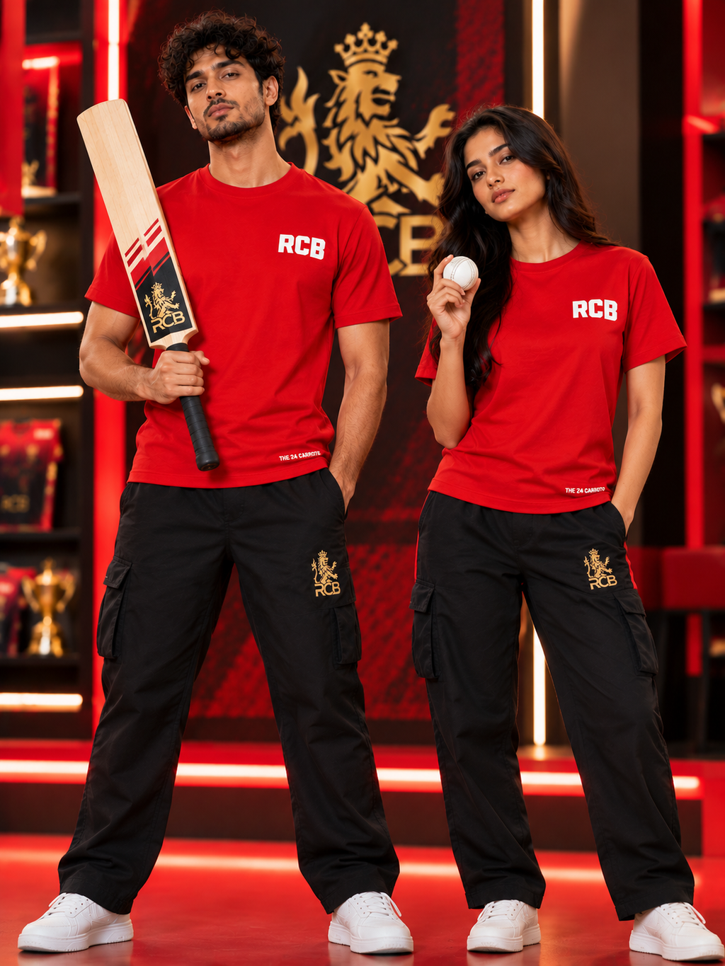 RCB – Unisex Oversized Cricket T-Shirt – Red | The 24 Carrots