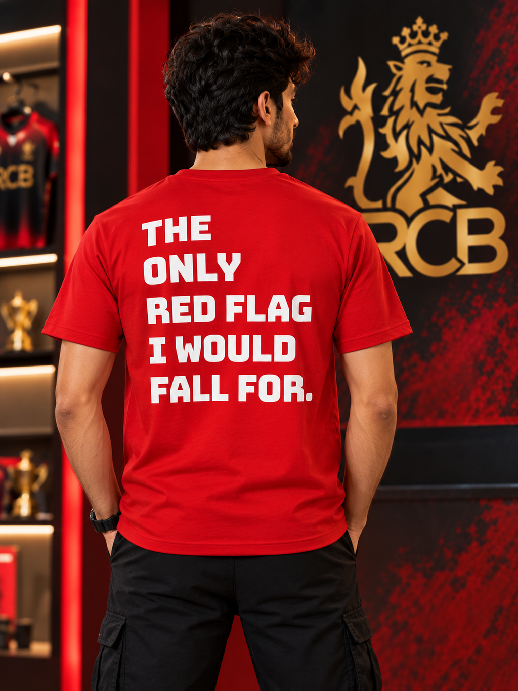 RCB – Unisex Oversized Cricket T-Shirt – Red | The 24 Carrots
