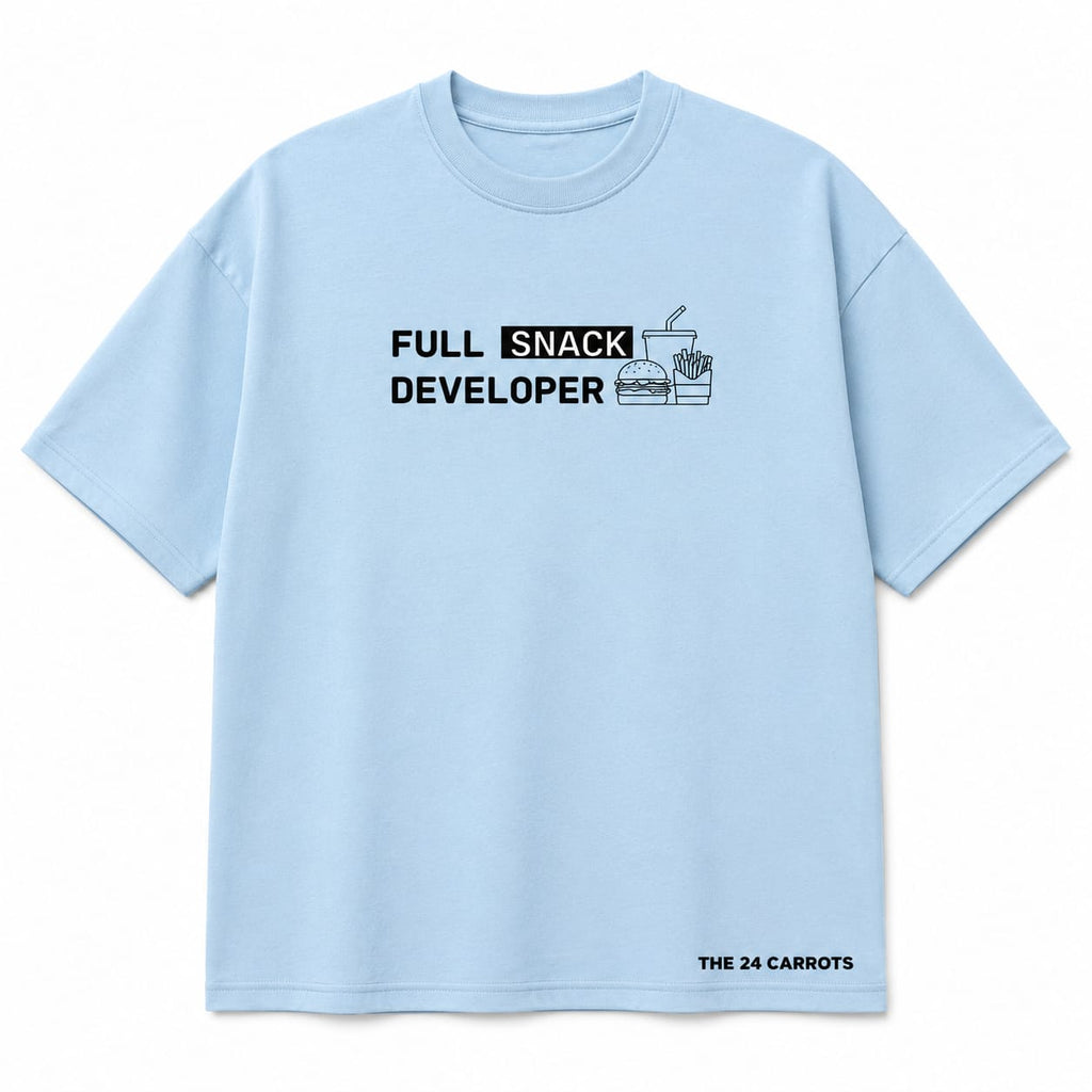 Full Snack Developer oversized sky blue T-shirt front view