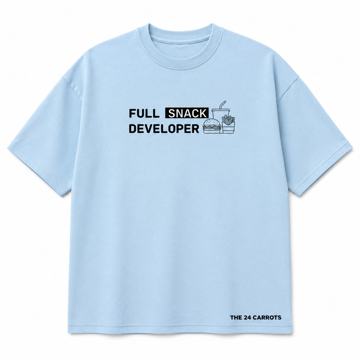 Full Snack Developer oversized sky blue T-shirt front view