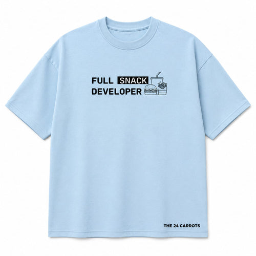 Full Snack Developer oversized sky blue T-shirt front view