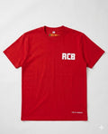 Red RCB oversized t-shirt front view flat lay by The 24 Carrots