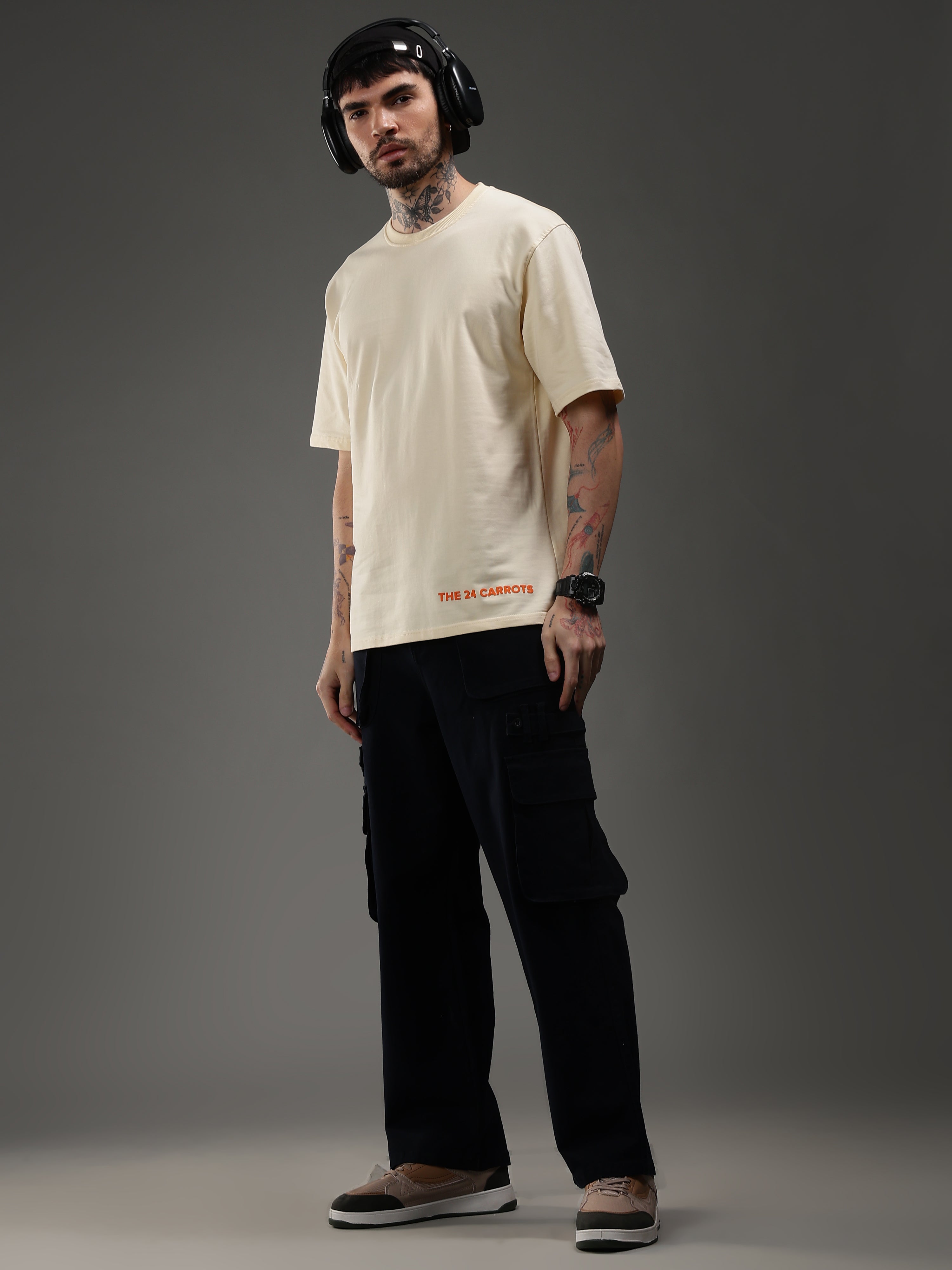 Minimal sandal t-shirt flat lay aesthetic streetwear brand India